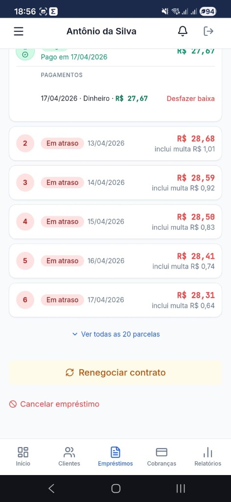 KAPTAH — Parcelas do contrato com baixas